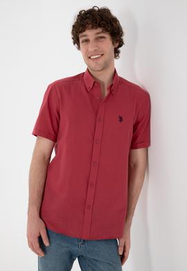 Erkek Vişne Kısa Kollu Gömlek - 50306324095