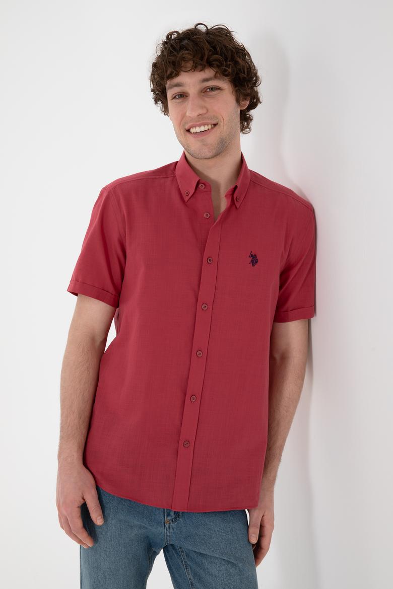 Erkek Vişne Kısa Kollu Gömlek - 50306324095