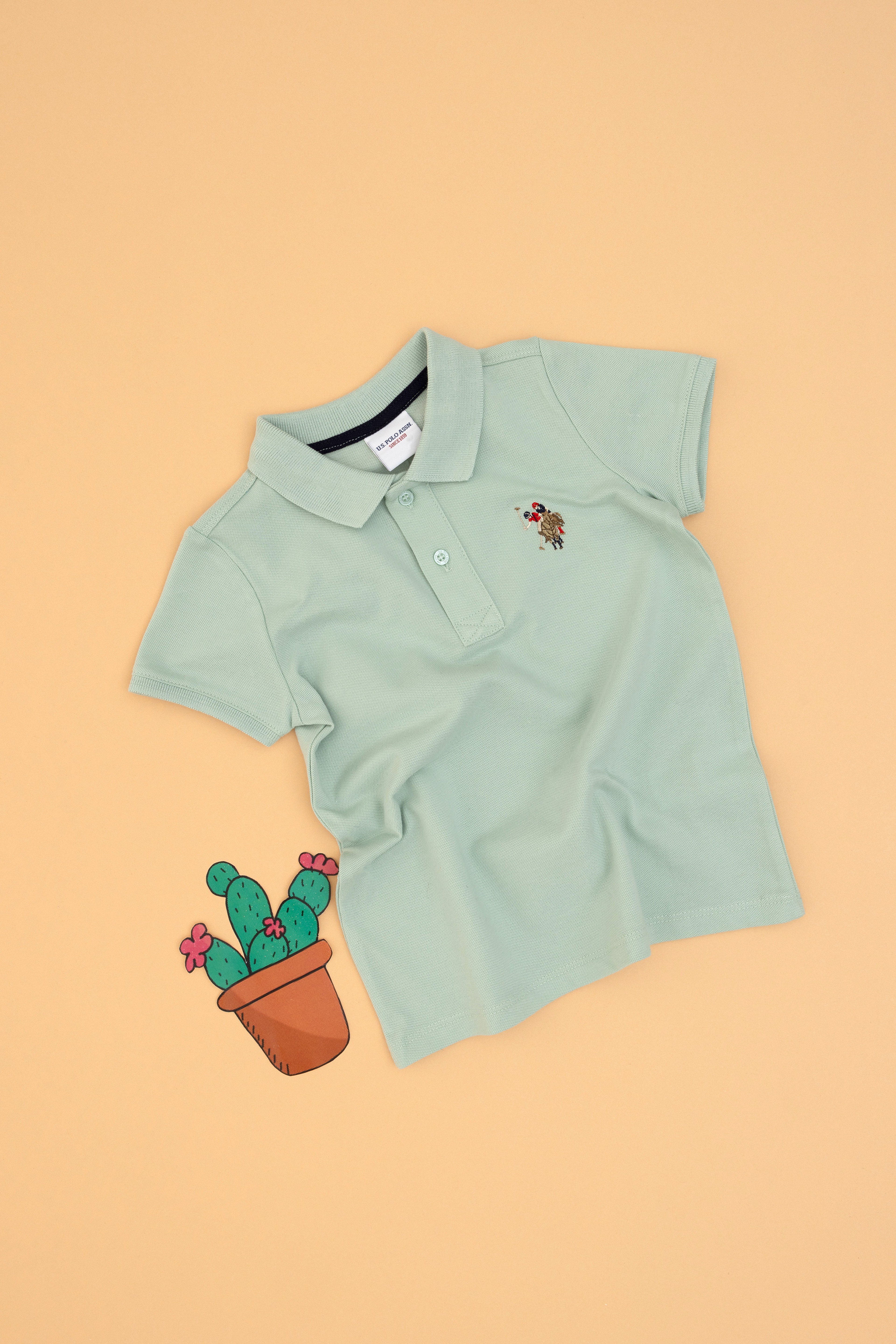 Erkek Çocuk Su Yeşili Basic Polo Yaka Tişört - Image 4