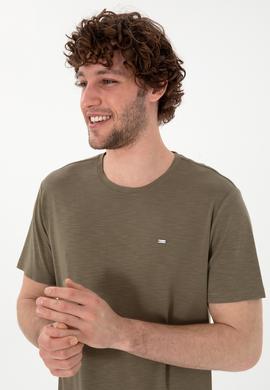 Erkek Regular Fit Bisiklet Yaka Modal Vizon Basic Tişört - 50298033061