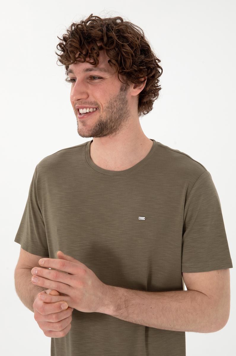 Erkek Regular Fit Bisiklet Yaka Modal Vizon Basic Tişört