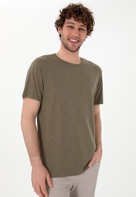 Erkek Regular Fit Bisiklet Yaka Modal Vizon Basic Tişört - 50298033061