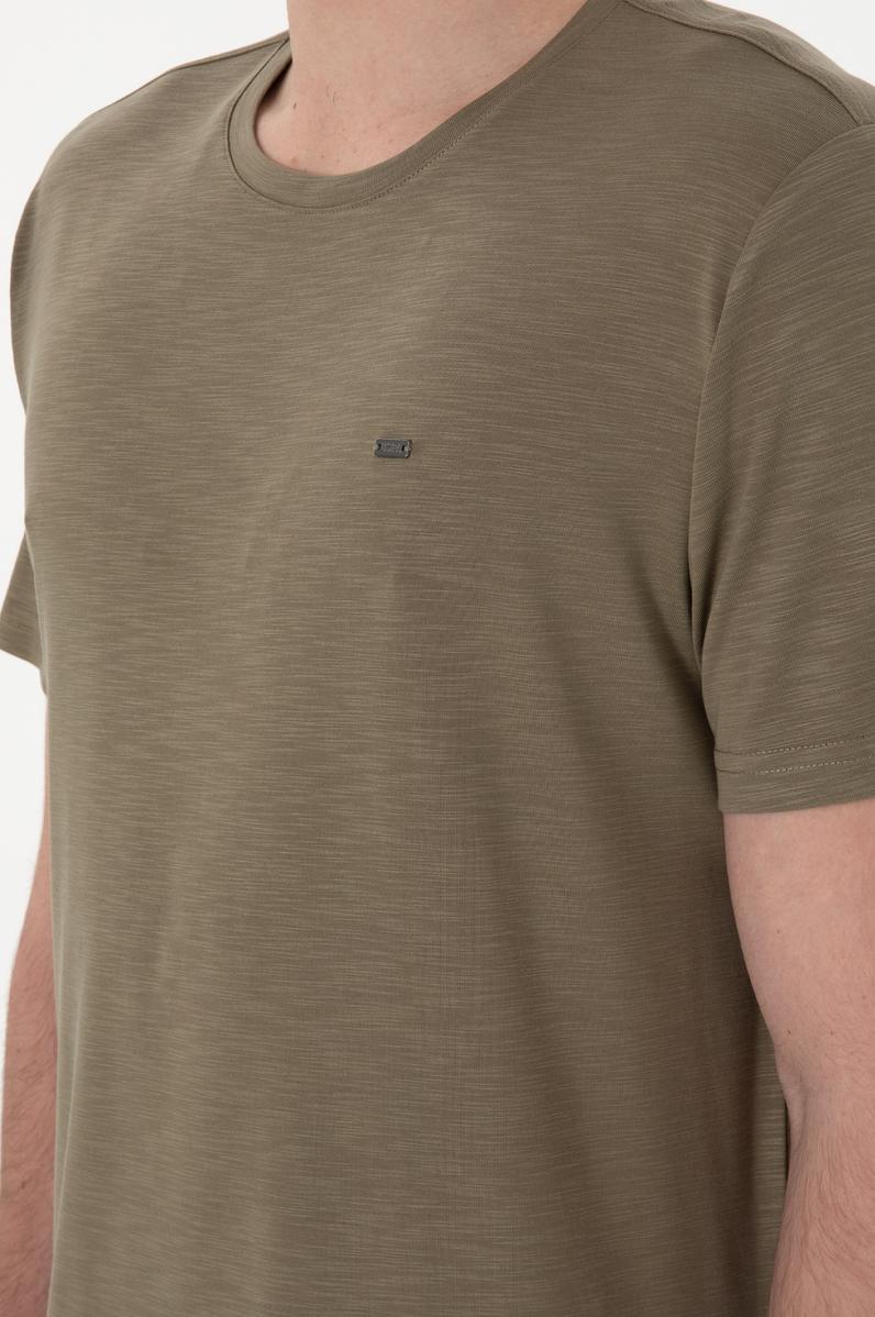 Erkek Regular Fit Bisiklet Yaka Modal Vizon Basic Tişört