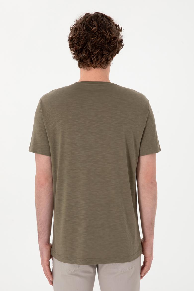 Erkek Regular Fit Bisiklet Yaka Modal Vizon Basic Tişört - 50298033061