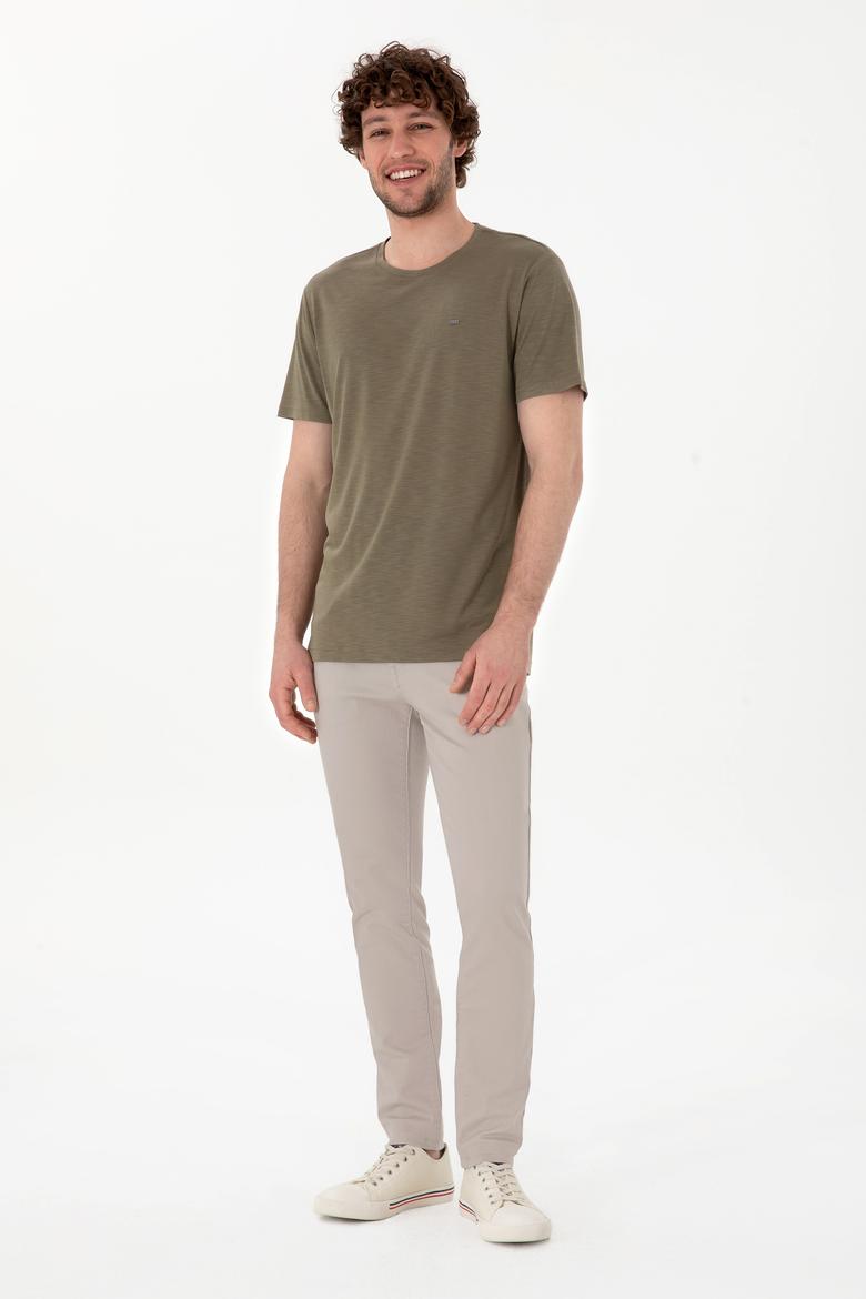 Erkek Regular Fit Bisiklet Yaka Modal Vizon Basic Tişört - 50298033061