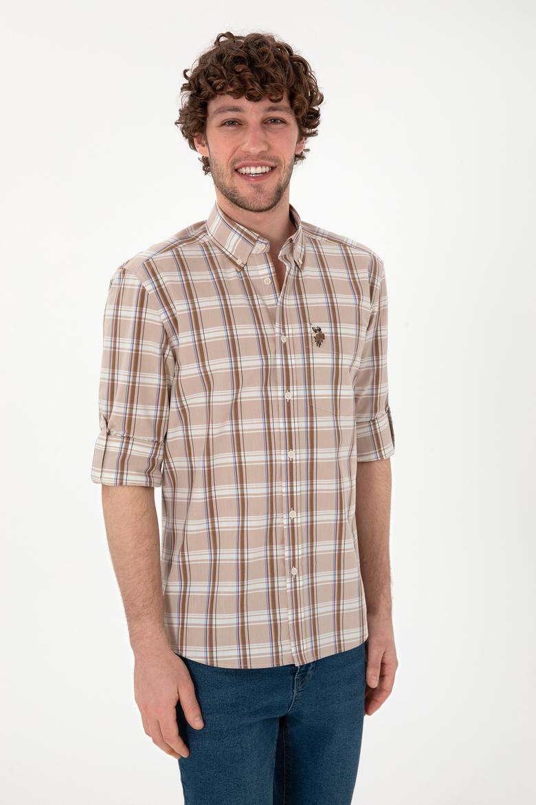 Erkek Açık Haki Uzun Kollu Gömlek - 50299604022