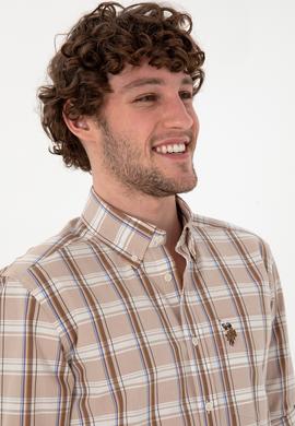 Erkek Açık Haki Uzun Kollu Gömlek - 50299604022