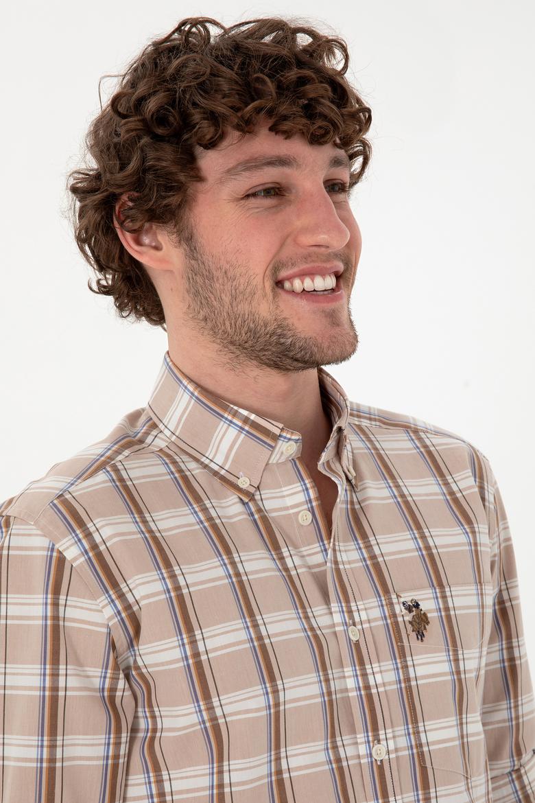 Erkek Açık Haki Uzun Kollu Gömlek - 50299604022