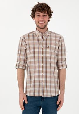 Erkek Açık Haki Uzun Kollu Gömlek - 50299604022