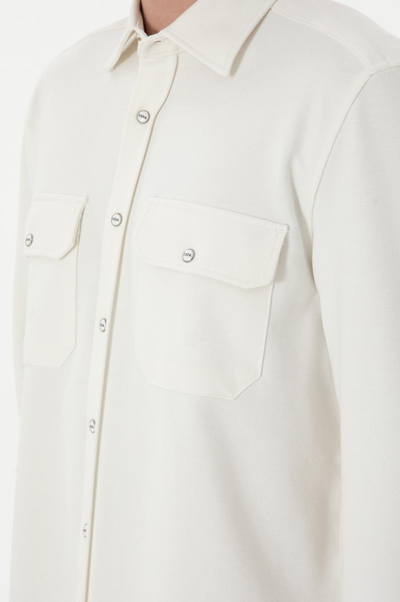 Erkek Ekru Örme Gömlek