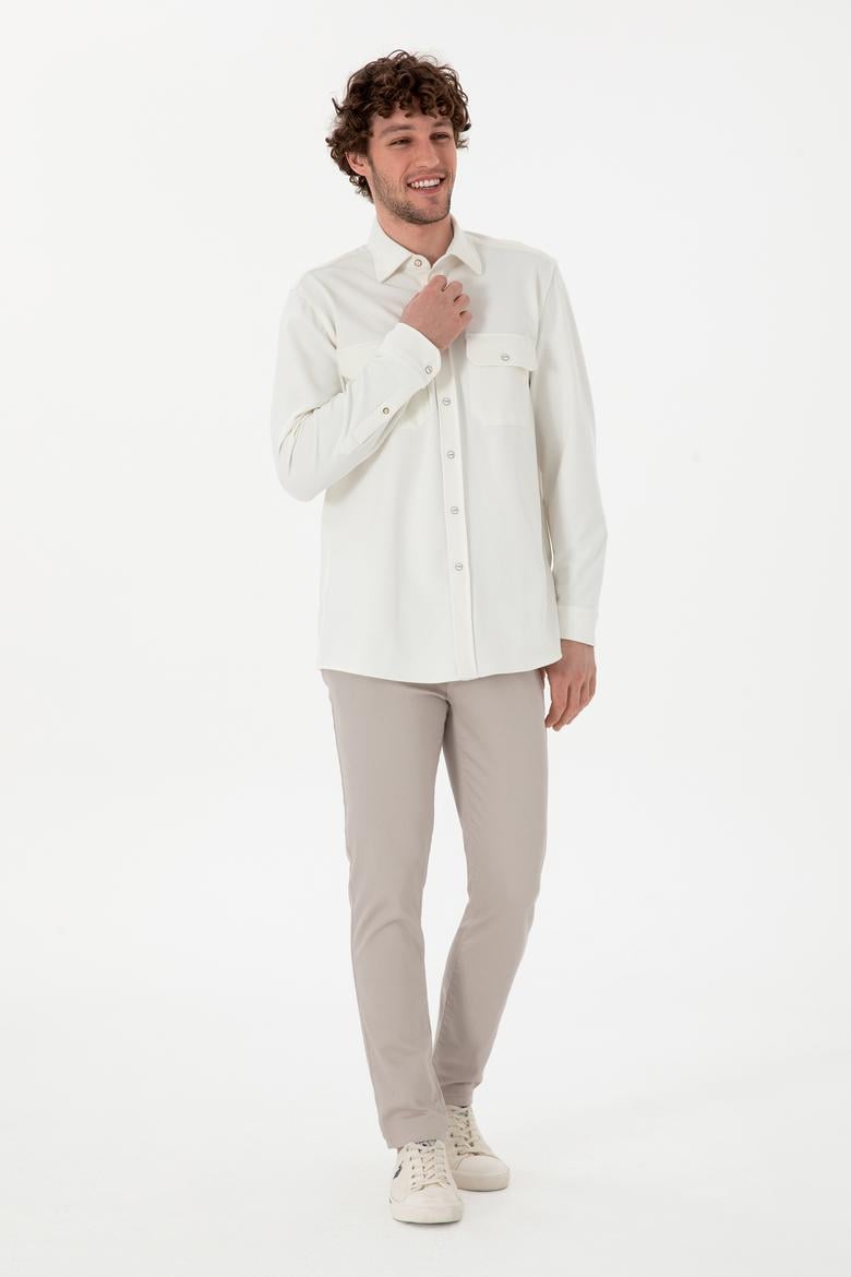 Erkek Ekru Örme Gömlek - 50305605027