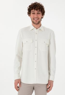 Erkek Ekru Örme Gömlek - 50305605027