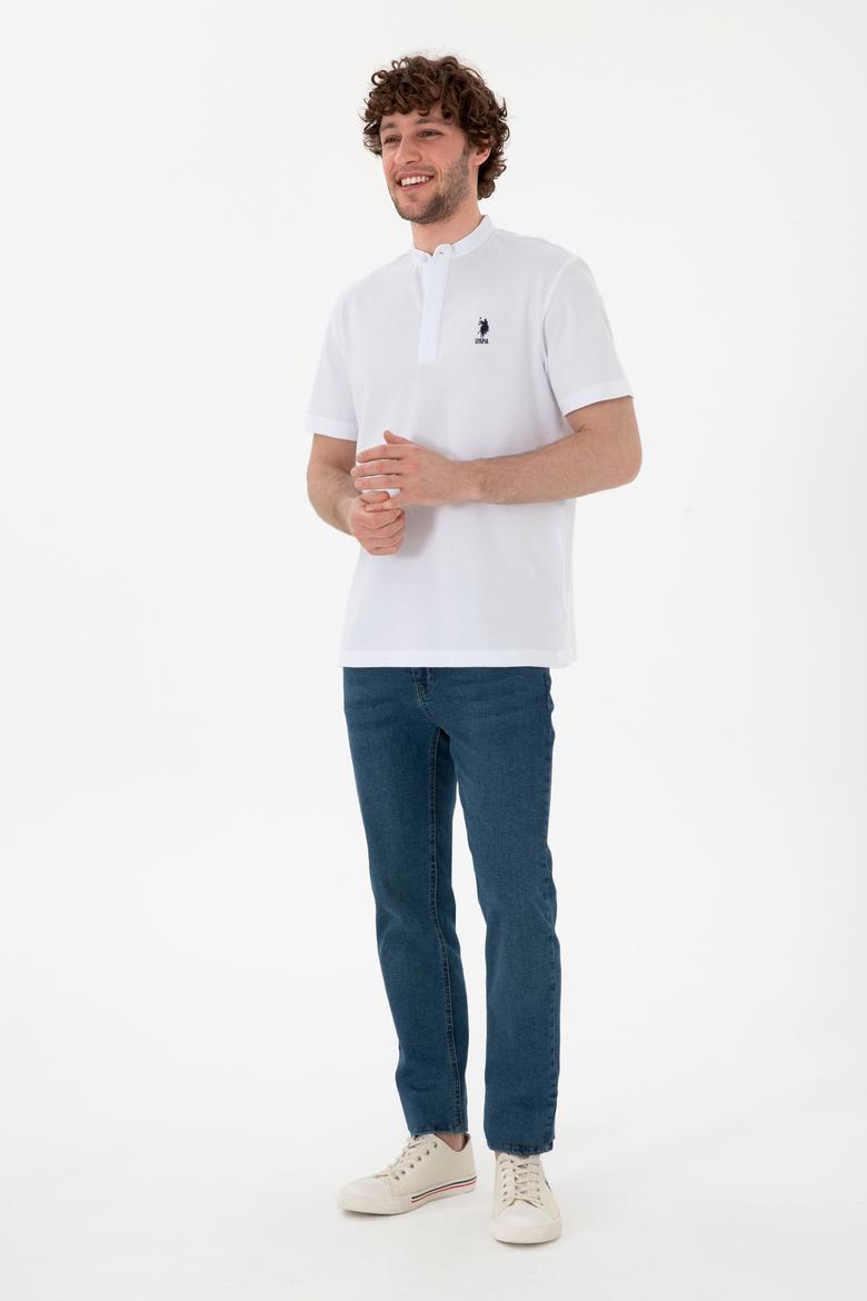 Erkek Regular Fit Hakim Yaka Beyaz Tişört - 50299835009