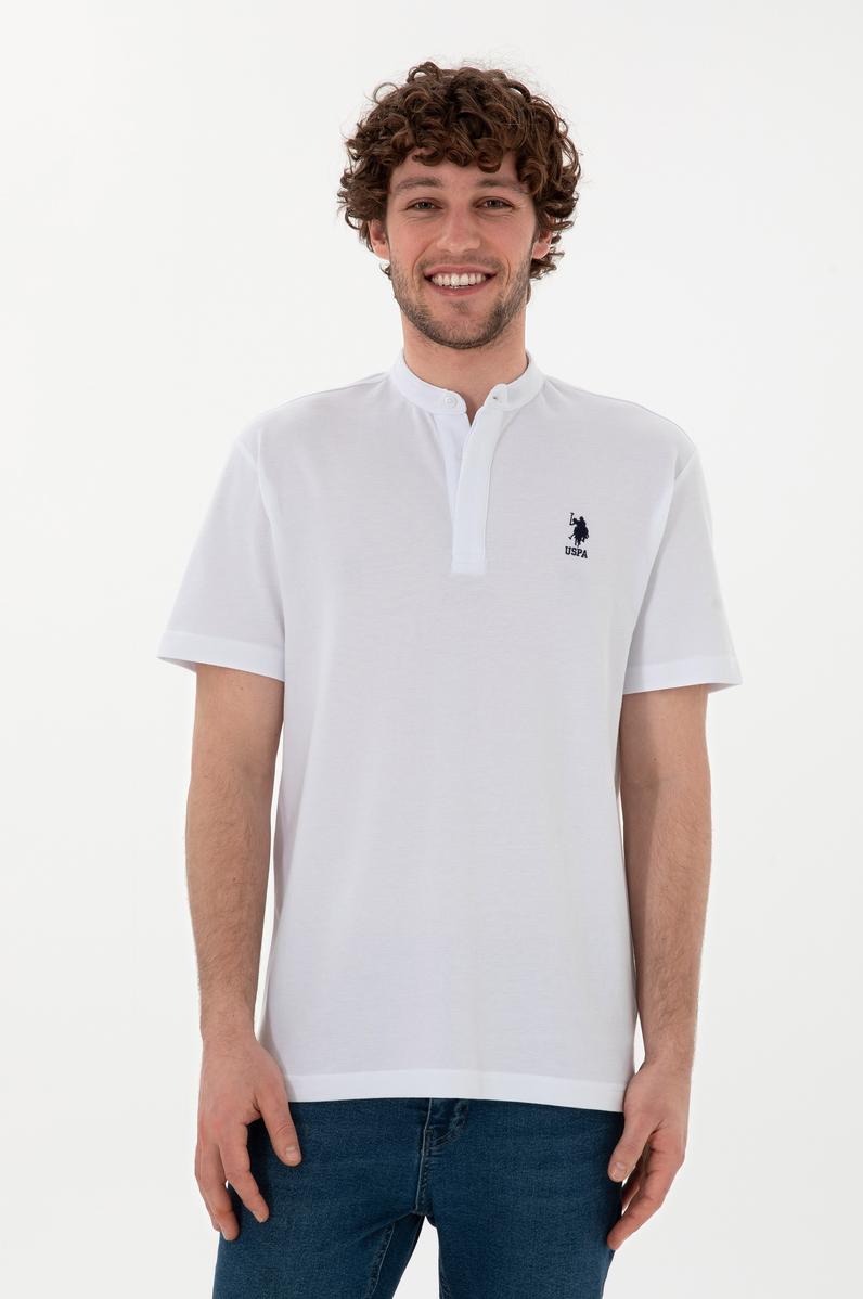 Erkek Regular Fit Hakim Yaka Beyaz Tişört