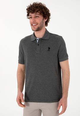 Erkek Regular Fit Polo Yaka Antrasit Melanj Basic Tişört - 50298031021