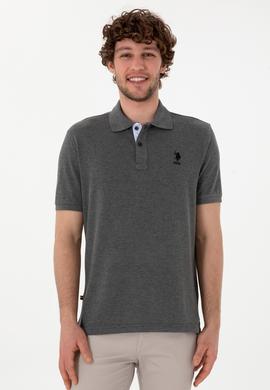 Erkek Regular Fit Polo Yaka Antrasit Melanj Basic Tişört - 50298031021