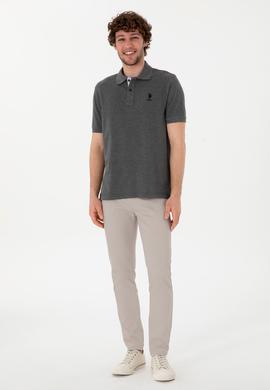 Erkek Regular Fit Polo Yaka Antrasit Melanj Basic Tişört - 50298031021