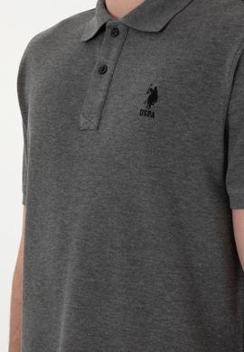 Erkek Regular Fit Polo Yaka Antrasit Melanj Basic Tişört - 50298031021
