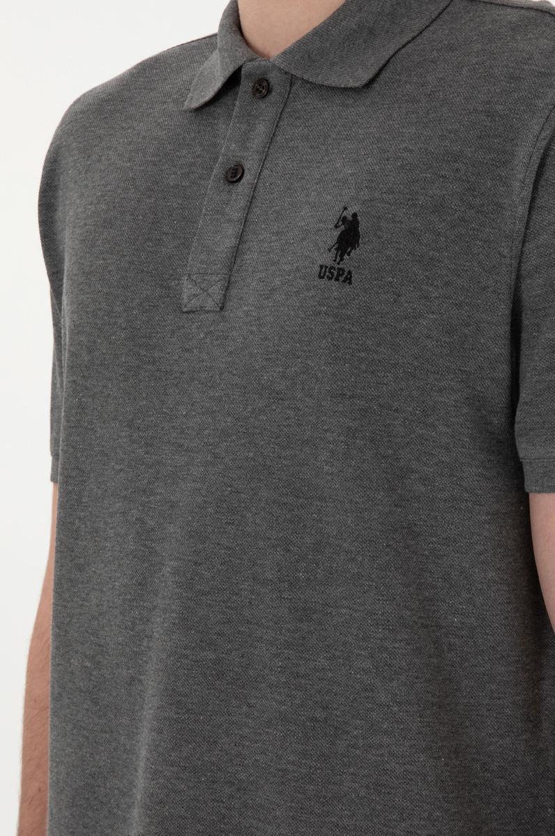 Erkek Regular Fit Polo Yaka Antrasit Melanj Basic Tişört