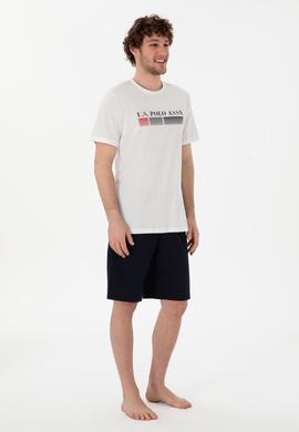 Erkek Bisiklet Yaka Beyaz Pijama Takımı - 50309195005