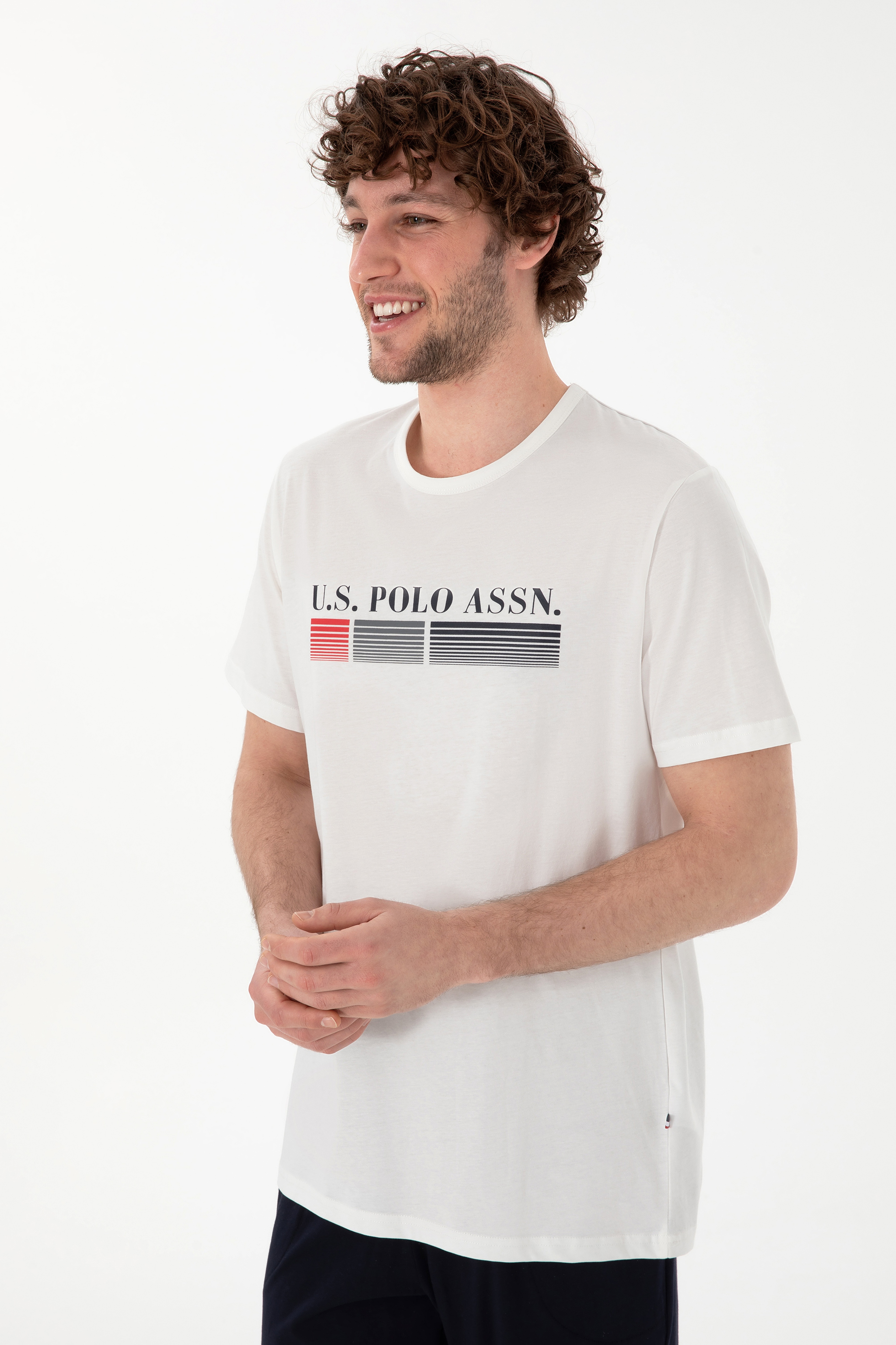 Erkek Bisiklet Yaka Beyaz Pijama Takımı - Image 3