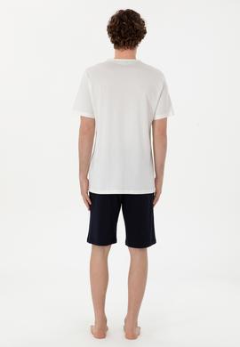 Erkek Bisiklet Yaka Beyaz Pijama Takımı - 50309195005