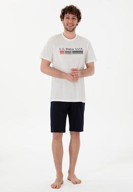 Erkek Bisiklet Yaka Beyaz Pijama Takımı - 50309195005