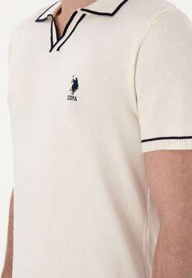 Erkek Slim Fit Polo Yaka Krem Triko Tişört - 50299364014