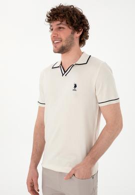 Erkek Slim Fit Polo Yaka Krem Triko Tişört - 50299364014