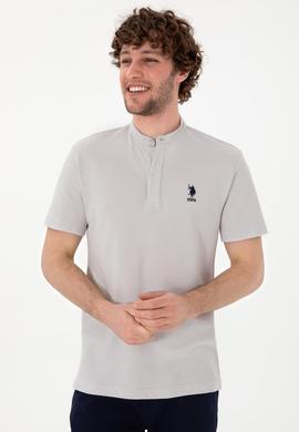 Erkek Regular Fit Hakim Yaka Açık Gri Tişört - 50299835016