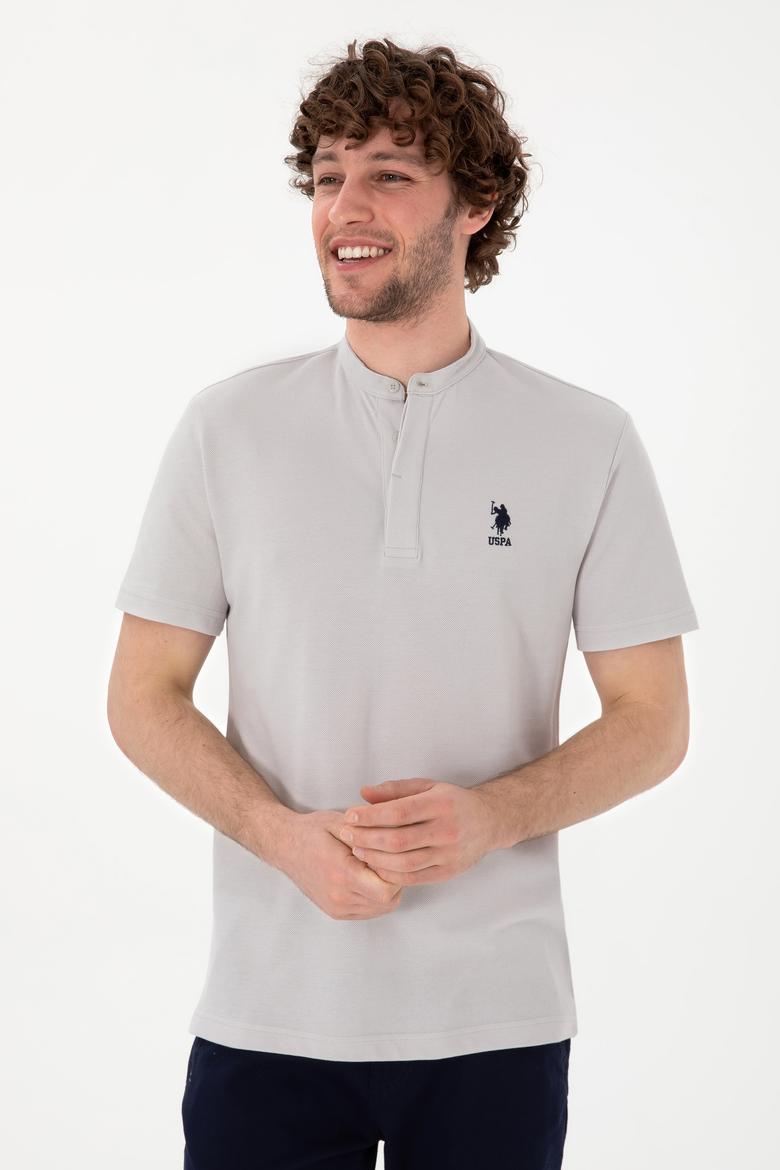 Erkek Regular Fit Hakim Yaka Açık Gri Tişört - 50299835016