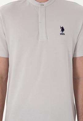 Erkek Regular Fit Hakim Yaka Açık Gri Tişört - 50299835016