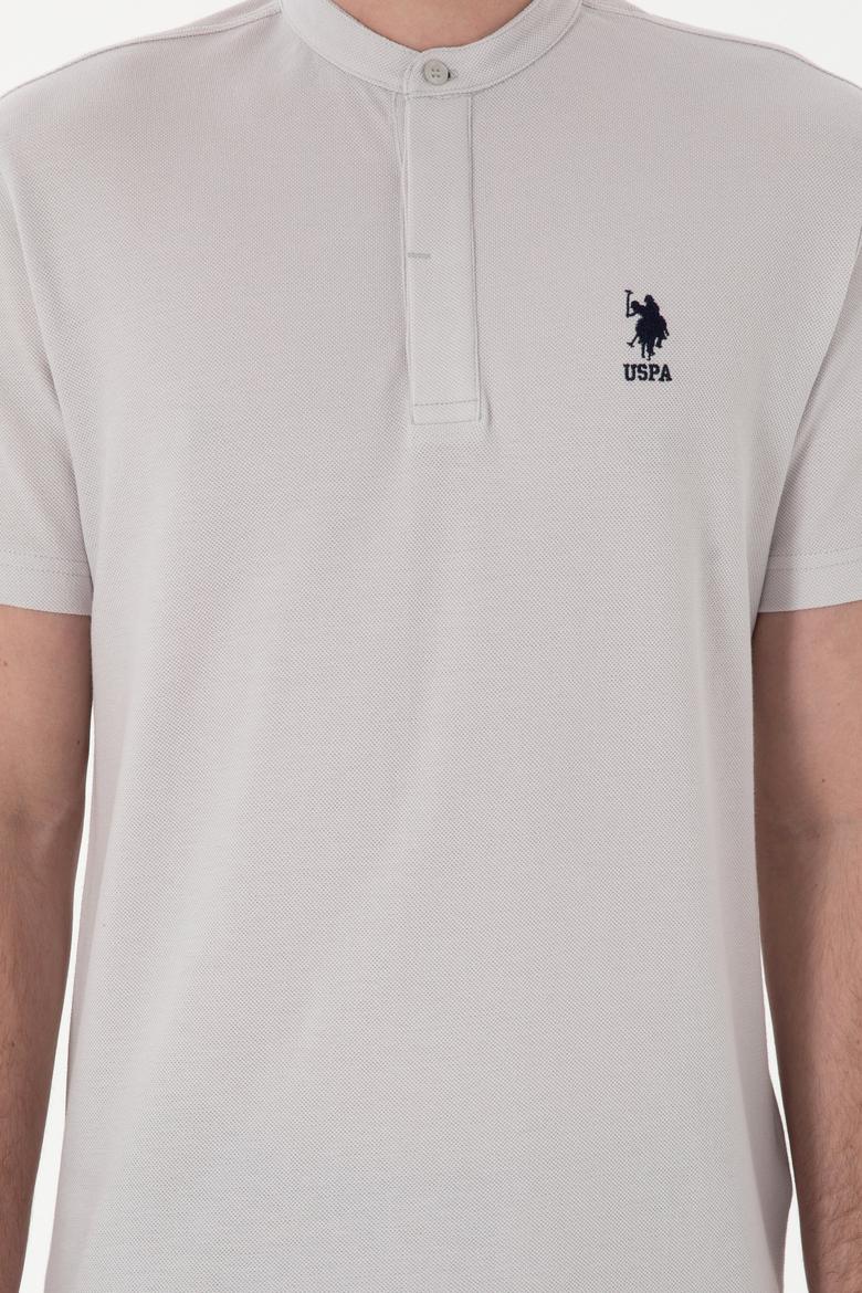 Erkek Regular Fit Hakim Yaka Açık Gri Tişört - 50299835016