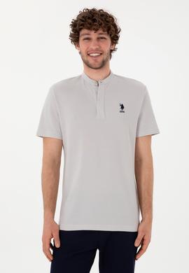 Erkek Regular Fit Hakim Yaka Açık Gri Tişört - 50299835016