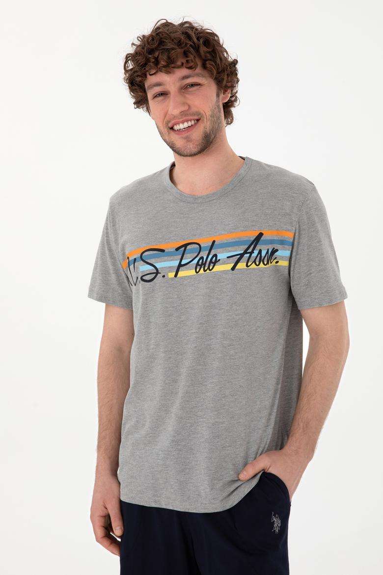 Erkek Bisiklet Yaka Gri Melanj Pijama Takımı - 50309481003