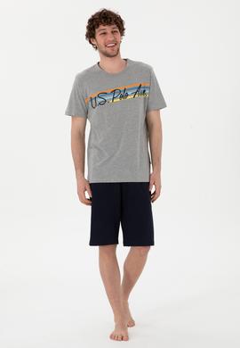 Erkek Bisiklet Yaka Gri Melanj Pijama Takımı - 50309481003