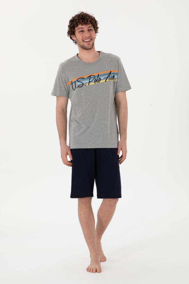 Erkek Bisiklet Yaka Gri Melanj Pijama Takımı - 50309481003