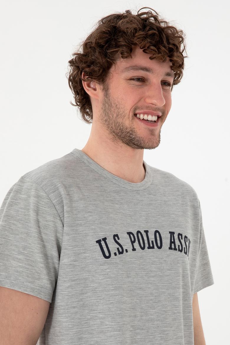 Erkek Bisiklet Yaka Gri Melanj Pijama Takımı - 50309513007