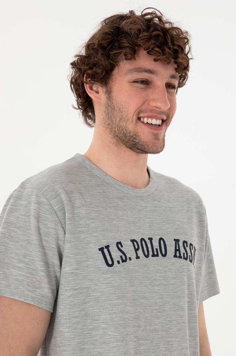 Erkek Bisiklet Yaka Gri Melanj Pijama Takımı