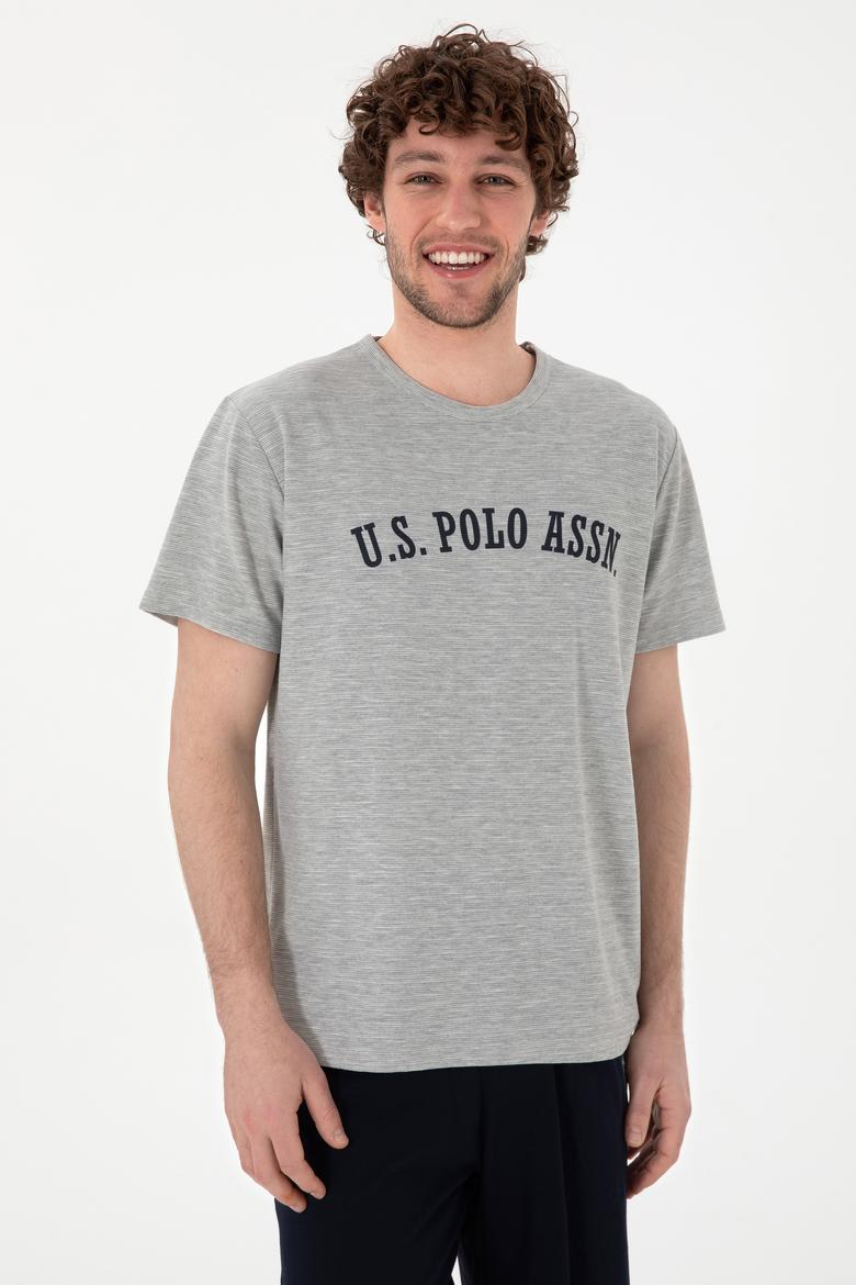 Erkek Bisiklet Yaka Gri Melanj Pijama Takımı - 50309513007