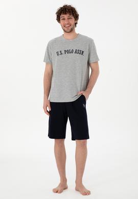 Erkek Bisiklet Yaka Gri Melanj Pijama Takımı - 50309513007