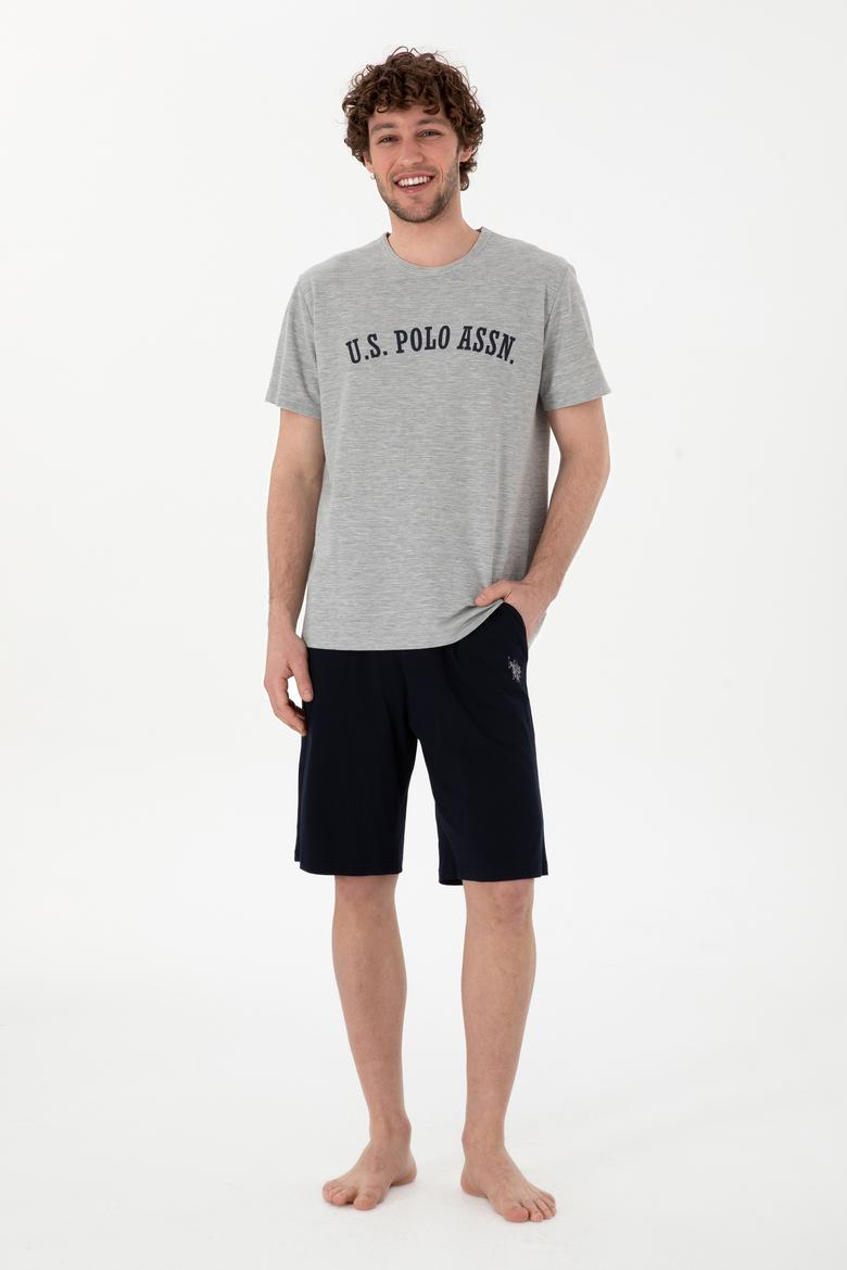 Erkek Bisiklet Yaka Gri Melanj Pijama Takımı - 50309513007