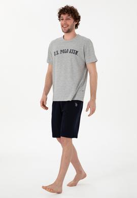 Erkek Bisiklet Yaka Gri Melanj Pijama Takımı - 50309513007