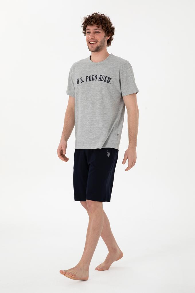 Erkek Bisiklet Yaka Gri Melanj Pijama Takımı