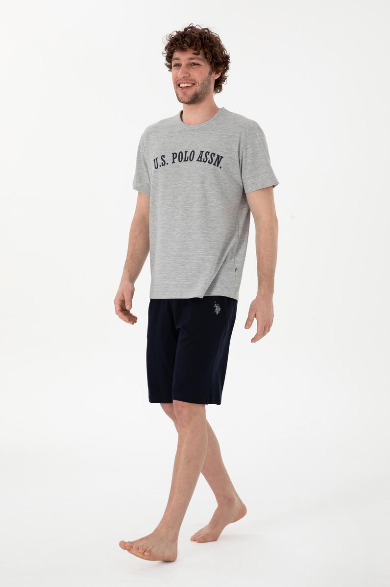 Erkek Bisiklet Yaka Gri Melanj Pijama Takımı