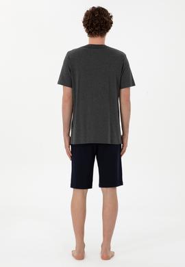 Erkek Bisiklet Yaka Antrasit Melanj Pijama Takımı - 50309174026