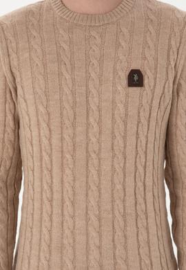 Erkek Regular Fit Bisiklet Yaka Kum Melanj Kazak - 50292976028