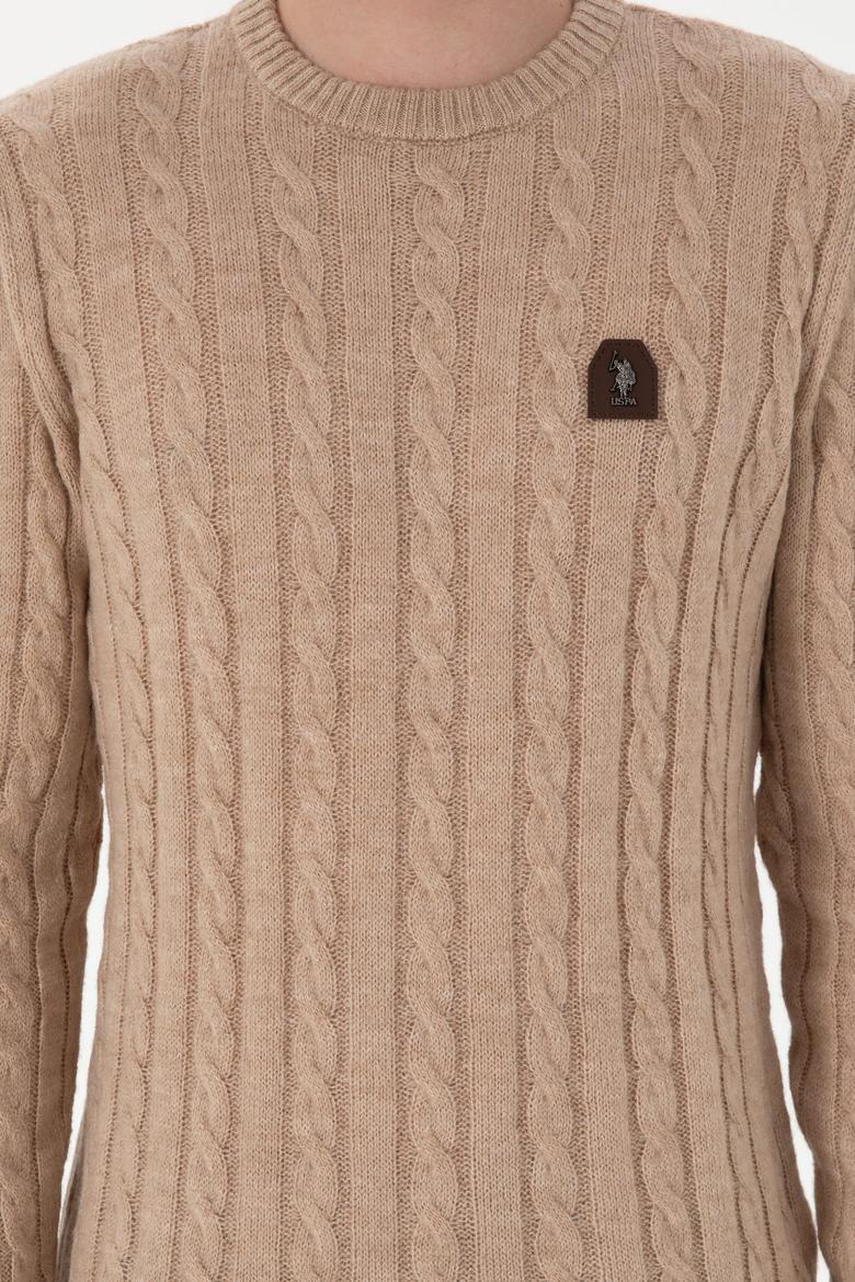 Erkek Regular Fit Bisiklet Yaka Kum Melanj Kazak - 50292976028