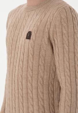 Erkek Regular Fit Bisiklet Yaka Kum Melanj Kazak - 50292976028