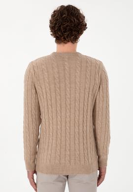 Erkek Regular Fit Bisiklet Yaka Kum Melanj Kazak - 50292976028